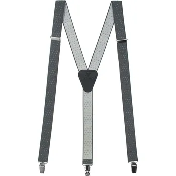 Kšandy Avantgard Šle Y s koženým středem a zapínáním na klipy - 25 mm, 867-210123, Šedá, černá kůže