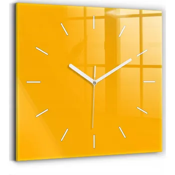 Hodiny Skleněné hodiny s motivem Tichý mechanismus Loft Nástěnné Tmavě žluté 30x30