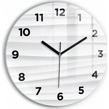 Hodiny Moderní skleněné foto hodiny na zeď tichý mechanismus Vlny textura průměr 30 cm
