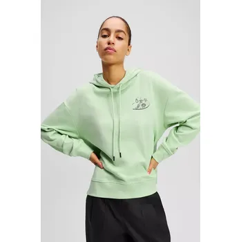 Dámská mikina Bavlněná mikina Karl Lagerfeld dámská, zelená barva, s kapucí, s potiskem, A2W20058 70X, vel. S
