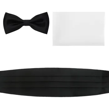 Motýlek Avantgard Smokingový pás s motýlkem a kapesníčkem, 853-2323, Černá matná, bílý kapesníček