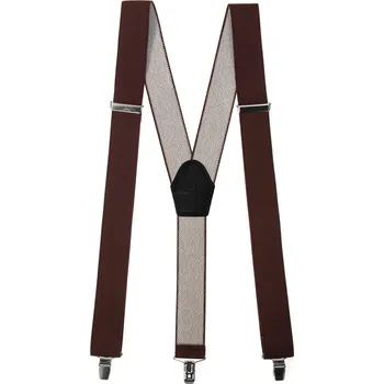 Kšandy Avantgard Šle Y s koženým středem a zapínáním na klipy - 35 mm, 856-901823, Hnědá, černá kůže
