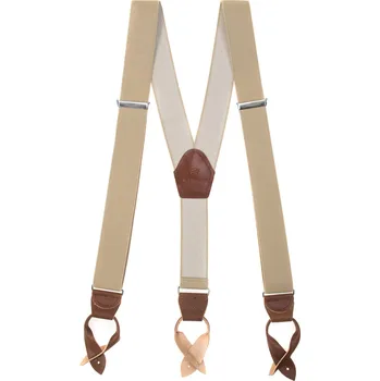 Kšandy Avantgard Šle Y s koženým středem a poutky - 35 mm, 874-1563, Béžová, tmavě hnědá kůže