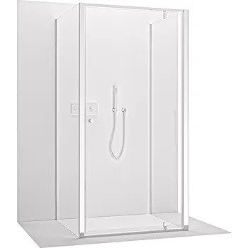 CERANO - Třístěnný sprchový kout Ferri U L/P - 6 mm - chrom, transparentní sklo - 90x100x195 cm - pivotový
