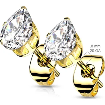 Souprava šperků Atreya Ocelové puzetové náušnice zirkonová kapka Barva: Zlatá, Velikost koncovky: 4