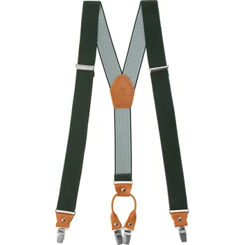 Kšandy Avantgard Šle Y s koženým středem a zapínáním na klipy - 35 mm, 880-4769, Zelená, koňaková kůže