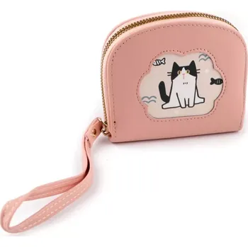 Peněženka Kočka, pudrová 10x11 cm (Peněženky s kočkami, kočky)