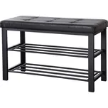 Botník 2 police, bez potahu, kov - černý matný lak - ABO-W2015 BK