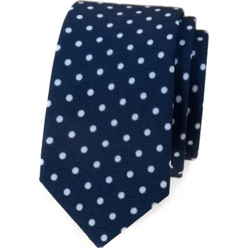 Avantgard Kravata SLIM LUX, 571-1978, Modrá s bílými puntíky