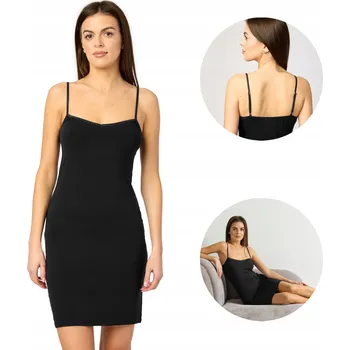 Dámské šaty Spodnička pod šaty noční košile noční šaty z viskózy MS10-203 Černá L