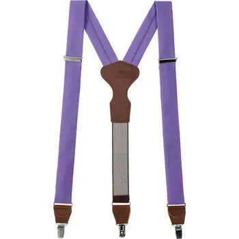 Kšandy Avantgard Látkové šle Y s koženým středem a zapínáním na klipy - 35 mm - v dárkovém balení, 878-983863, Lila, tmavě hnědá kůže