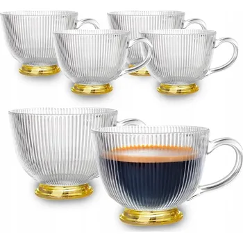 Sklenice Skleněné šálky na kávu se zlatou nohou sklenice Altom Design 430 ml 6 Ks