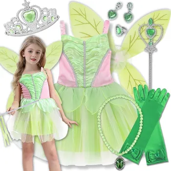 Karnevalový kostým KOSTÝM SKŘÍTEK VÍLY MOTÝL ŠATY LESNÍ ZVONEČEK PŘEVLEK BAL 104 110