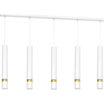 Závěsné svítidlo Joker, 5x bílé kovové stínítko, w/g