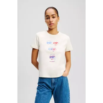 Bavlněné tričko Karl Lagerfeld IKON A2W17112 béžová 01X, vel. M