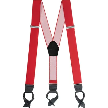 Kšandy Avantgard Šle Y s koženým středem a poutky - 35 mm, 874-1223, Červená, černá kůže