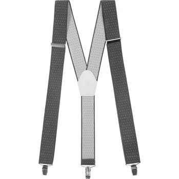 Kšandy Avantgard Šle Y s koženým středem a zapínáním na klipy - 35 mm, 856-210101, Šedá s bílým puntíkem