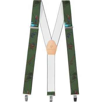 Kšandy Avantgard Rybářské šle Y s koženým středem a zapínáním na klipy - 35 mm, 856-460412, Zelená, Petrův Zdar