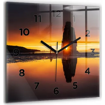 Hodiny Skleněné nástěnné hodiny tiché Kuchyně Běžec a západ slunce 60x60