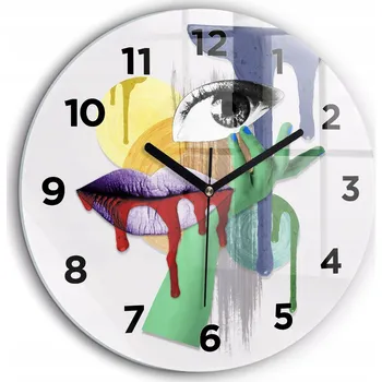 Hodiny Tiché nástěnné hodiny Surrealistická koláž černé ručičky kulatý průměr 60 cm