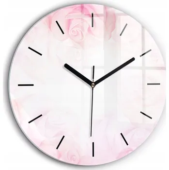 Hodiny Skleněné foto hodiny na zeď Růže abstrakce kulatý černé ručičky průměr 60 cm
