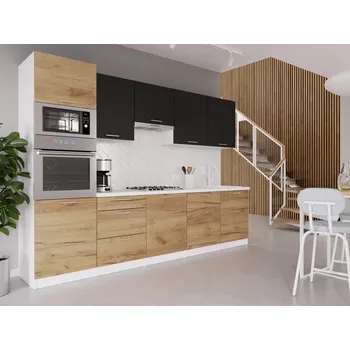 Kuchyňská linka ArtLay Kuchyňská linka VELLA | 300 cm dub craft zlatý/černá