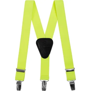 Kšandy Avantgard Chlapecké šle Y s koženým středem a zapínáním na klipy - 25 mm, 862-272723, Žlutá neon, černá kůže Velikost: výška postavy 70 - 90 cm