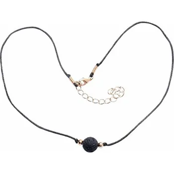 Náhrdelník Lávový kámen korálek náhrdelník bavlněná šňůrka délka cca 39 cm