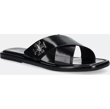 Dámské pantofle Kožené pantofle Tory Burch T Lock Cross Band Slide dámské, černá barva, 170611-006 170611.006 99X, EUR 36