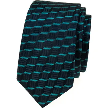 Avantgard Kravata SLIM, 551-3010, Modrá/tyrkys