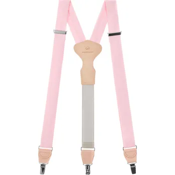 Kšandy Avantgard Látkové šle Y s koženým středem a zapínáním na klipy - 35 mm - v dárkovém balení, 878-985812, Lososová, béžová kůže