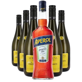 Bianco Frizzante Piú set 5x Prosecco + 1x Aperol
