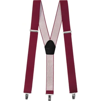 Kšandy Avantgard Šle Y s koženým středem a zapínáním na klipy - 35 mm, 856-902223, Bordó, černá kůže