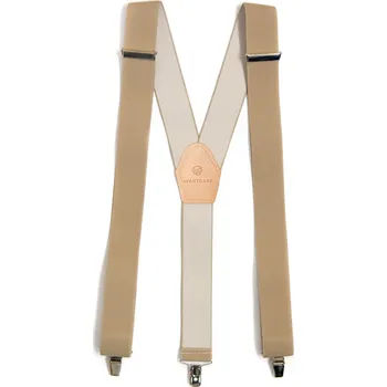 Kšandy Avantgard Šle Y s koženým středem a zapínáním na klipy - 35 mm, 856-1512, Béžová, béžová kůže