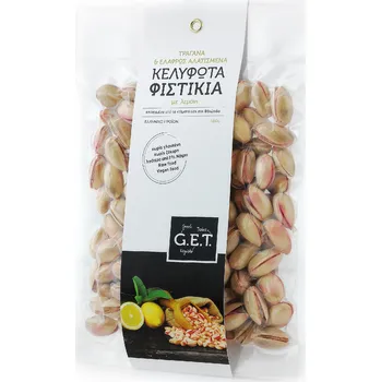 Sušené ovoce G.E.T. - Greek Exquisite Tastes Raw sušené lehce solené pistácie s citrónem 160gr G.E.T.