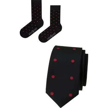 Kravata Avantgard Set kravata a ponožky, 780-05005, Černá s červeným puntíkem Velikost: 39/42