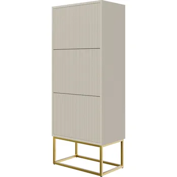 Botník Botník Veldio s frézovaným čelem 50 cm Šedobéžová se zlatými nohami