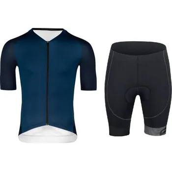 cyklistický dres Force SCRIPT tm.modrý cyklodres - kr. rukáv + Force B21 EASY černé cyklokraťasy M + DÁREK