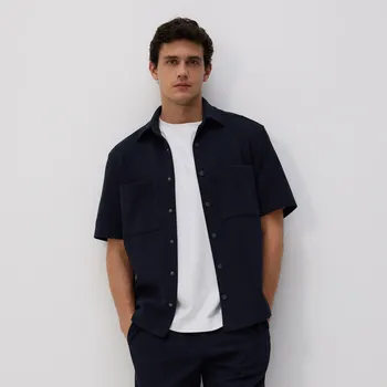 Pánská košile Reserved - Košile střihu regular s krátkými rukávy - tmavomodrá - 9764N-59X - 9764N-59X-XL