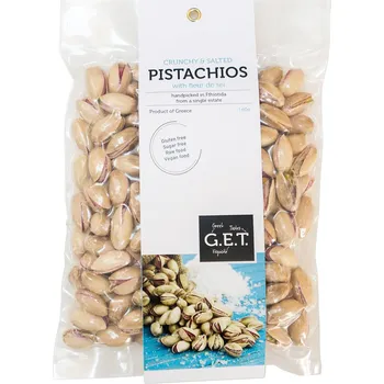 Sušené ovoce G.E.T. - Greek Exquisite Tastes Raw sušené pistácie lehce osolené květem mořské soli 160g G.E.T.
