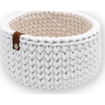 Úložný box Háčkov Kulatý háčkovaný košík - Original Barva: Bílá, Průměr dřevěného dna: XS - 10 cm