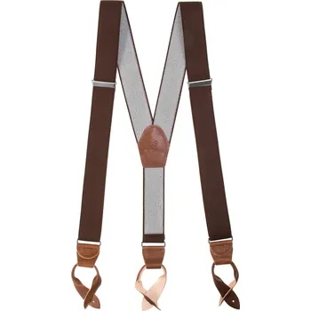 Kšandy Avantgard Šle Y s koženým středem a poutky - 35 mm, 874-901863, Hnědá, tmavě hnědá kůže