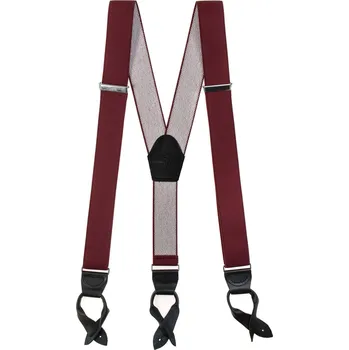 Kšandy Avantgard Šle Y s koženým středem a poutky - 35 mm, 874-902223, Bordó, černá kůže