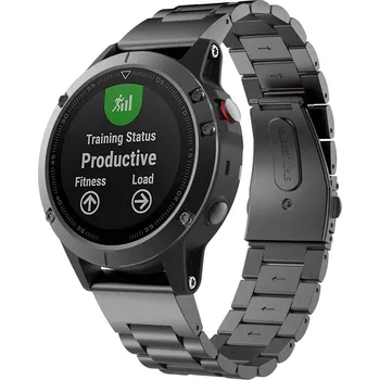 Řemínek na hodinky Kovový Garmin QuickFit řemínek 20mm - Černý IR-AWGW-0277