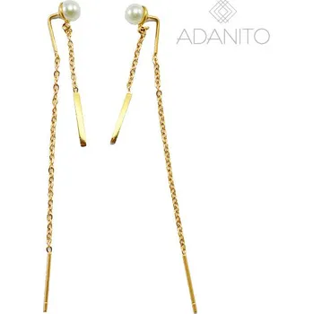 Náušnice Pozlacené provlékací náušnice z chirurgické oceli s perlou