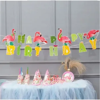 Banner Vlajky Plameňáci Ananas na Havajskou Párty