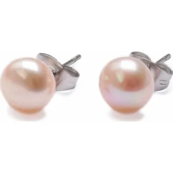 Náušnice Perlové náušnice pecky růžové cca 7 mm