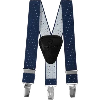 Kšandy Avantgard Chlapecké šle Y s koženým středem a zapínáním na klipy - 25 mm, 862-3102, Modrá s bílým puntíkem Velikost: výška postavy 70 - 90 cm