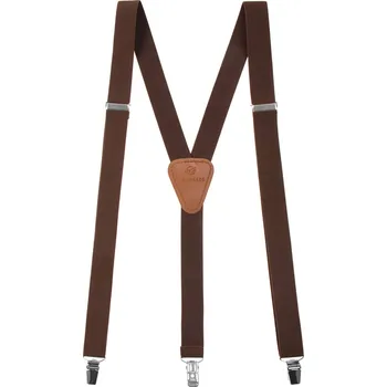 Kšandy Avantgard Šle Y s koženým středem a zapínáním na klipy - 25 mm, 867-901869, Hnědá, koňaková kůže