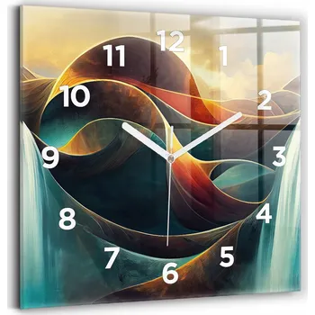 Hodiny Foto Skleněné Hodiny Nástěnné Do Moderních Interiérů Tekoucí vodopád 30x30 cm